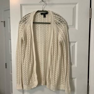 FOREVER 21 Eyelet Cream Cardigan Sweater